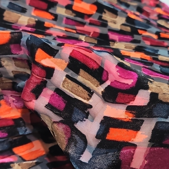 J. Jill Velvet Burnout Multicolor Sheer Tunic Blouse - Picture 4 of 9